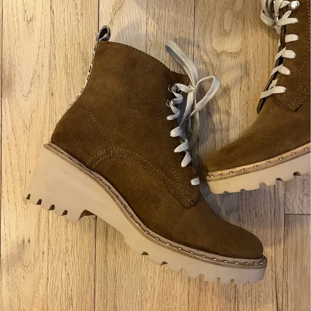 Dolce Vita‎ Womens Brown Hinto Lace Up Ankle Boots Suede 8.5 New in Box